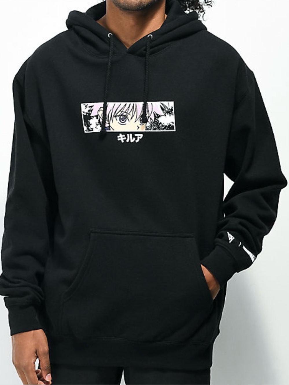 Zumiez Black Graphic Hoodie with Manga Eye Panel